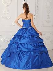 Royal Blue Appliqued Picks-up Quinceanera Dress For Discount