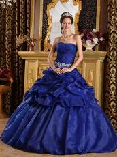 Royal Blue Organza Puffy Skirt Quinceanera Dress For Discount