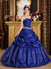 Royal Blue Organza Puffy Skirt Quinceanera Dress For Discount