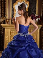 Royal Blue Organza Puffy Skirt Quinceanera Dress For Discount