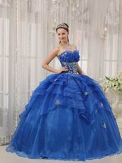 Royal Blue Cascade Design Floor Length Ball Dress In Texas