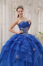 Royal Blue Cascade Design Floor Length Ball Dress In Texas