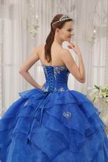 Royal Blue Cascade Design Floor Length Ball Dress In Texas