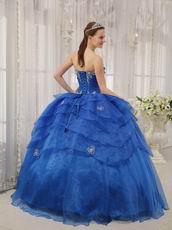 Royal Blue Cascade Design Floor Length Ball Dress In Texas