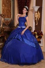 Sapphire Blue Puffy Skirt Quinceanera Dress Single One Shoulder