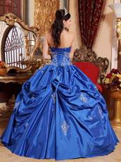 Cerulean Blue Color Floor Length Ball Dress Military Party