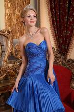 Hot Sell Royal Blue Pleated Floor Length Prom Dress UK