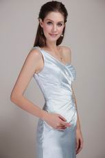 One Shoulder Show Waist Light Blue A Prom Dress Suppliers