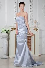 Special Occasion Silver Elestic Satin Dress For Women