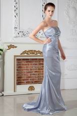 Special Occasion Silver Elestic Satin Dress For Women