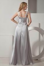 Empire Waist Silver Tulle Straps Evening Party Dress For Cheap