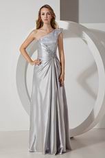 Best One Shoulder Silver Long Evening Dress With Applique