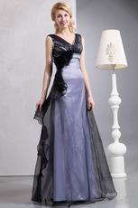 V Neck Floor Length Silver Mother Of The Bride Dress Cheap