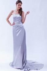 Fashionable Strapless Silver Evening Dress For Cheap