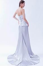 Fashionable Strapless Silver Evening Dress For Cheap