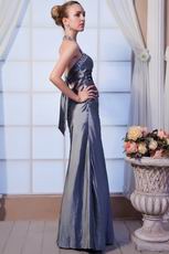 Discount Halter Silver Taffeta Formal Evening Party Dress