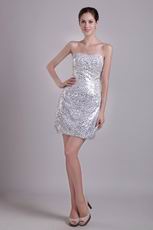 Flaring Silver Sequin Fabric Sexy Cocktail Dress New Style