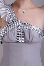 Silver One-shoulder Sheath Rhinestone Sweet 16 Dress