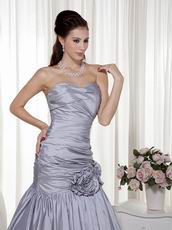 Silver Taffeta Floor Length Handmade Evening Dress Cheap
