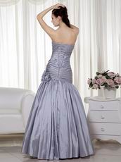 Silver Taffeta Floor Length Handmade Evening Dress Cheap
