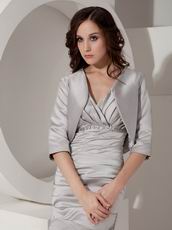 V Neck Grey Mother of the Bride Short Dress With Jacket