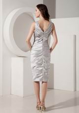 V Neck Grey Mother of the Bride Short Dress With Jacket