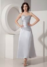 Gray Tea Length Taffeta Mother Of The Bride Dress