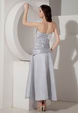 Gray Tea Length Taffeta Mother Of The Bride Dress