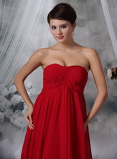 Strapless Watteau Wine Red Chiffon Maternity Prom Dress Inexpensive