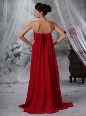 Strapless Watteau Wine Red Chiffon Maternity Prom Dress Inexpensive