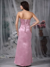 Strapless Rose Pink Prom Dress With Applique Emberllish Inexpensive