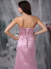 Strapless Rose Pink Prom Dress With Applique Emberllish Inexpensive