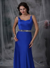 Straps Beaded Ribbon Fishtail Prom Dress In Royal Blue Inexpensive