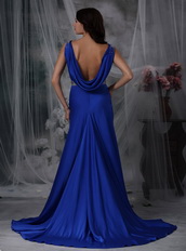 Straps Beaded Ribbon Fishtail Prom Dress In Royal Blue Inexpensive