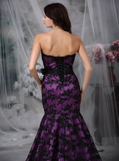 Purple Strapless Mermaid Petite Prom Gown With Black Lace Inexpensive