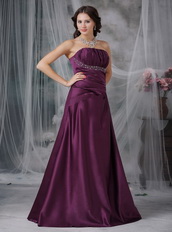 Strapless A-line Dark Purple Cache Prom Dress For Sale Inexpensive