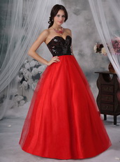 Red and Black Sequins Paillette Princess Prom Dress Cheap Inexpensive