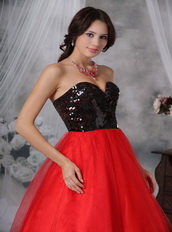 Red and Black Sequins Paillette Princess Prom Dress Cheap Inexpensive