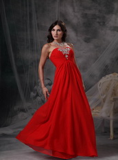 Empire Sweetheart Red Chiffon Evening Dress With Crystals Inexpensive