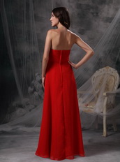 Empire Sweetheart Red Chiffon Evening Dress With Crystals Inexpensive