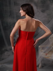 Empire Sweetheart Red Chiffon Evening Dress With Crystals Inexpensive