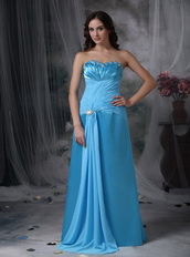 Column Floor-length Aqua Blue Prom Dress For Women Inexpensive