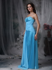 Column Floor-length Aqua Blue Prom Dress For Women Inexpensive