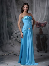 Column Floor-length Aqua Blue Prom Dress For Women Inexpensive