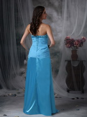 Column Floor-length Aqua Blue Prom Dress For Women Inexpensive