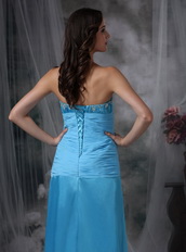 Column Floor-length Aqua Blue Prom Dress For Women Inexpensive