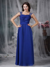 Criss Cross Design Prom Dress Made By Royal Blue Chiffon Inexpensive