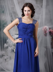 Criss Cross Design Prom Dress Made By Royal Blue Chiffon Inexpensive