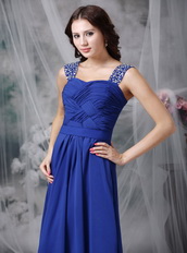 Criss Cross Design Prom Dress Made By Royal Blue Chiffon Inexpensive