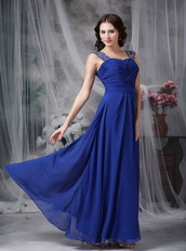 Criss Cross Design Prom Dress Made By Royal Blue Chiffon Inexpensive